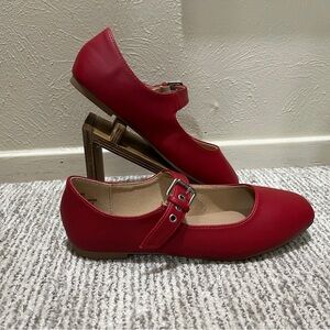 Red Women's Mary Jane Flats